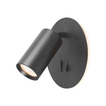 Zidna lampa za spavaću sobu, crna, LED, naglasna, topla, 5W, GU10, 2x Videx prekidač