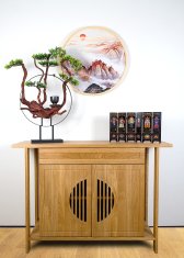 Bondek Azijska slika u drvenom okviru promjera 60 cm – Zavoj magle