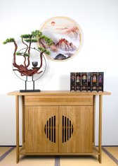 Bondek Azijska slika u drvenom okviru promjera 60 cm – Zavoj magle