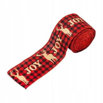 eCarla Ecarle tašma za darivanje 5 cm x 5 m, crveni tartan sa zlatnim natpisima ksn85
