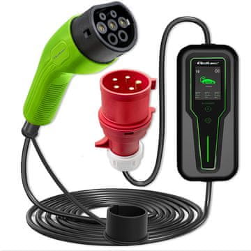 Qoltec Qoltec prijenosni punjač za električna vozila EV s regulacijom 2u1 Tip2 | 11kW | 3 faze | LCD | prijenosni | wallbox | 5m