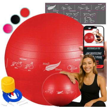 Medi Sleep Lopta za rehabilitaciju i gimnastiku za vježbanje, fitness, s pumpicom, 65cm