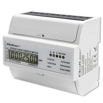 Qoltec Qoltec Trofazni dvosmjerni elektronički brojilo | mjerač potrošnje energije za DIN šinu | 400V | 100A | LCD | 4P