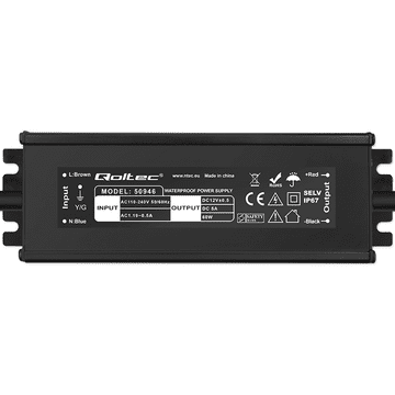 Qoltec LED preklopno napajanje IP67 | 60W | 12V | 5A | Vodootporno | Crno