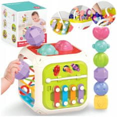 Razvrstavač kockica gumice elastična multi kocka montessori senzorička 7u1