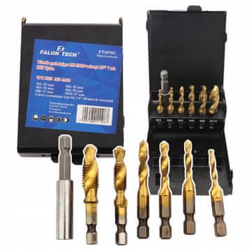FALON-TECH Svrdla s navojem HSS M3-M10 s drškom 1/4” 7 kom.