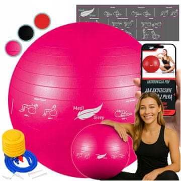 Medi Sleep Lopta za rehabilitaciju i gimnastiku za vježbanje, fitness s pumpicom 65cm