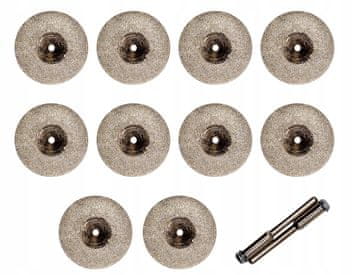 FALON-TECH Dijamantna ploča 50mm za minibrušilicu Dremel, 10 ploča + 2 trna