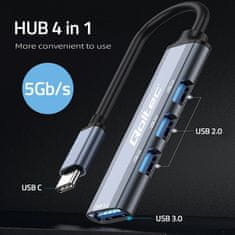 Qoltec Qoltec Hub adapter USB-C 3.1 4w1 i USB 3.0 te 3x USB 2.0