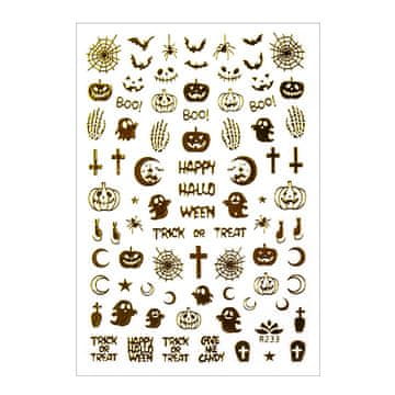 Tanke samoljepljive naljepnice za nokte Halloween R233 zlatne