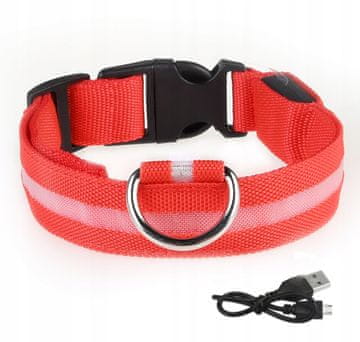 Vodootporna usb led ogrlica za pse, crvena, xl 52-60 cm
