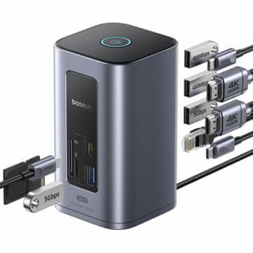 BASEUS priključna stanica USB 3.2 TipC 12v1 tower siva B00568103813-00