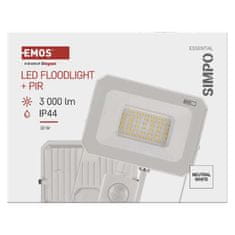 EMOS ZS2333W Simpo Pir LED reflektor, 30 W, neutralno bijela, bijela