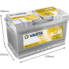 Varta A6 akumulator, 80Ah, D+, 800A(EN), 315x175x190, AGM (695161)