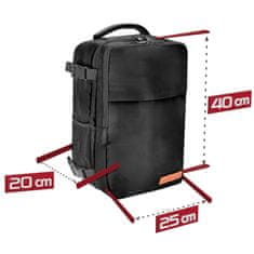 Putni ruksak 40x20x25 za avione, lagana ručna prtljaga - crna