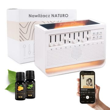 Difuzor s bluetooth zvučnikom, bijeli šum, noćna lampa s efektom plamena
