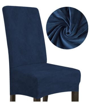 Presvlaka za stolicu, debeli velur, tamnoplava, veličina L, visoki naslon 70cm