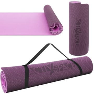 Tpe prostirka za fitness jogu, pjenasta podloga - ružičasta/ljubičasta - 0,6 cm