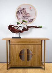 Bondek Azijska slika u drvenom okviru, promjer 60 cm – Izlet do vodopada