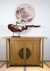 Bondek Azijska slika u drvenom okviru, promjer 60 cm – Izlet do vodopada