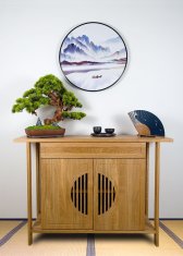 Bondek Azijska slika u okviru, promjer 60 cm – Planine iza jezera