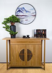 Bondek Azijska slika u okviru, promjer 60 cm – Planine iza jezera