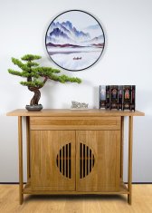 Bondek Azijska slika u okviru, promjer 60 cm – Planine iza jezera