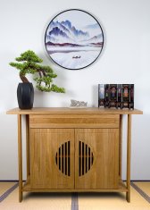 Bondek Azijska slika u okviru, promjer 60 cm – Planine iza jezera