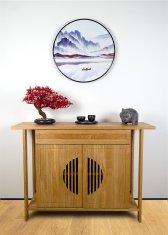 Bondek Azijska slika u okviru, promjer 60 cm – Planine iza jezera