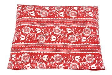 Torf Jastuk od koštica trešnje, crveno-bijeli folklor, 25 x 23 cm