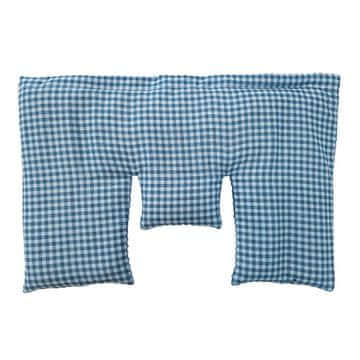 Torf Jastuk za vrat s pšeničnim zrnom, plavi sa svijetloplavim kvadratićima, 40 x 25 cm