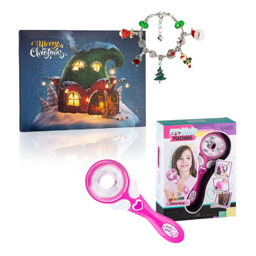 JOJOY® Set za izradu narukvica i božićni adventni kalendar + aparat za pletenje kitki, 3+ | ADVENTBRAID