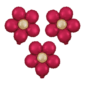 PartyPal Folija balon s motivom cvijeta, crveni, mat, 45 cm, set od 3.