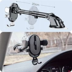 2-u-1 gravity držač za automobil za telefone od 6,5", za vjetrobransko staklo, armaturnu ploču, rešetku, Easy One Touch + organizator