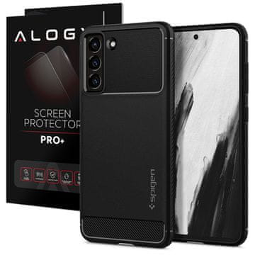 Spigen Futrola za Samsung Galaxy S21 FE Rugged Armor mat crna + staklo