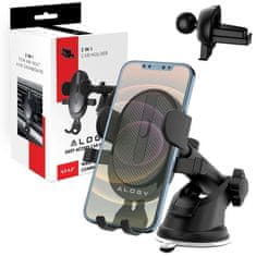 2-u-1 držač za automobil za telefone od 6,5", gravitacijski nosač, za vjetrobransko staklo, nadzornu ploču, rešetku, jednostavno pričvršćivanje jednim dodirom, crni