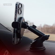 2-u-1 držač za automobil za telefone od 6,5", gravitacijski nosač, za vjetrobransko staklo, nadzornu ploču, rešetku, jednostavno pričvršćivanje jednim dodirom, crni