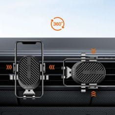 2-u-1 držač za automobil za telefone od 6,5", gravitacijski nosač, za vjetrobransko staklo, nadzornu ploču, rešetku, jednostavno pričvršćivanje jednim dodirom, crni