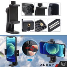 Držač za telefon s adapterom za selfie štap, tronožac 1/4, rotirajući 360 univerzalni, crni