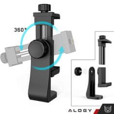 Držač za telefon s adapterom za selfie štap, tronožac 1/4, rotirajući 360 univerzalni, crni