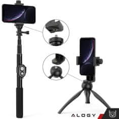 Držač za telefon s adapterom za selfie štap, tronožac 1/4, rotirajući 360 univerzalni, crni