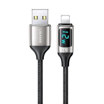 USAMS pleteni kabel U78 lightning 1.2mLED 2.4A brzo punjenje srebrno-crni SJ543USB02 (US-SJ543)