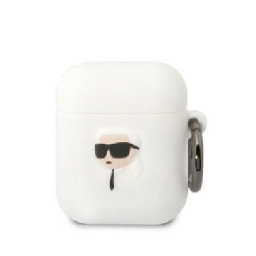 Karl Lagerfeld Silikonska futrola za AirPods 1/2 3D s glavom Karla, bijela