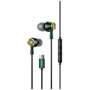 USAMS EP-43 USB-C Stereo slušalice Metalne tamnozelene boje