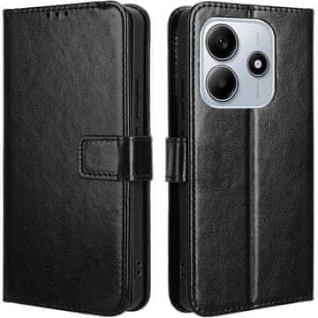 GS Preklopna futrola za Xiaomi Redmi Note 14 5G, novčanik Crazy Horse, crna