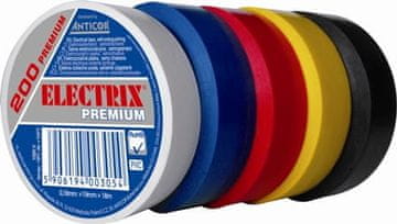 PVC električna izolacijska traka 0,18 mm x 19 mm x 18 m, boja rainbow, Electrix 200 premium pakiranje od 5 komada