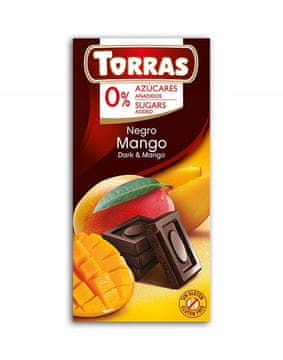 Torras Tamna čokolada s mangom, bez šećera, 75g