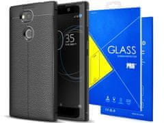 kožna maskica za Sony Xperia L2 crna + staklo