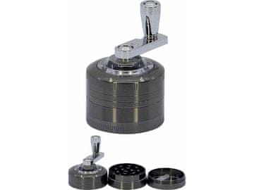 Metalni mlinac s ručicom, crni, 4 cm