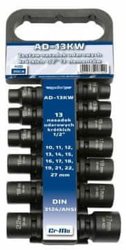 Adler KRATKI UDARNI NASTAVCI 13 kom. 1/2" 10-27 mm / VJEŠALICA
